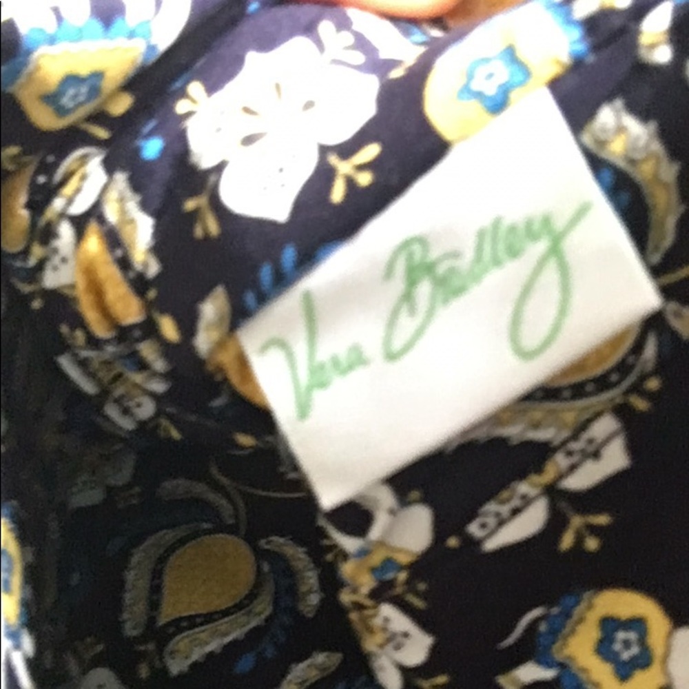 Vera Bradley Eloise Ellie Blue Yellow Paisley Shoulder Carryall Style Bag - Picture 7 of 11
